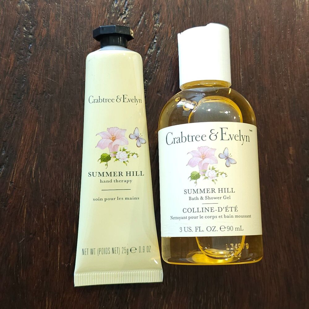 CRABTREE AND EVELYN summer hill bath gel hand cream set travel size clean floral